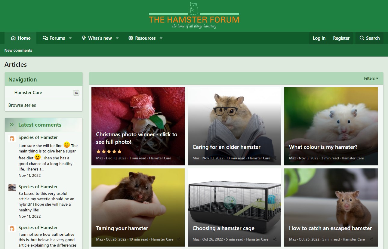 The Hamster Forum Screenshot of the website