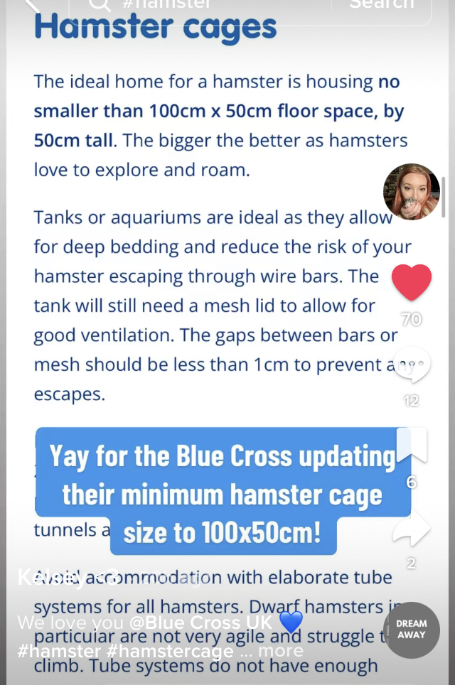 @life_of_hamsters_ saying yay blue cross updating minimum cage size