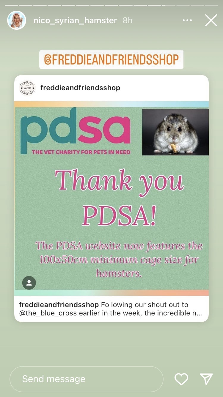 @freddieandfriendsshop celebrating PDSA on social media